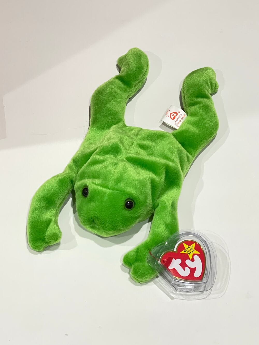 Vintage Ty Beanie Baby LEGS the Frog Hang Tag With Cover
